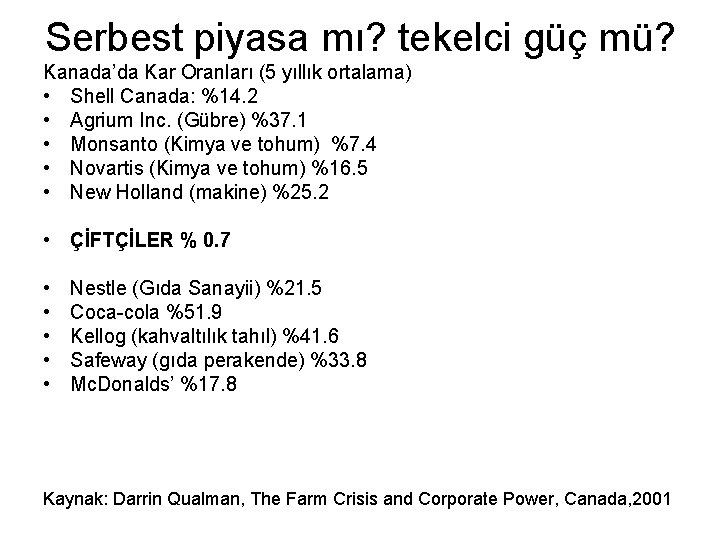 Serbest piyasa mı? tekelci güç mü? Kanada’da Kar Oranları (5 yıllık ortalama) • Shell