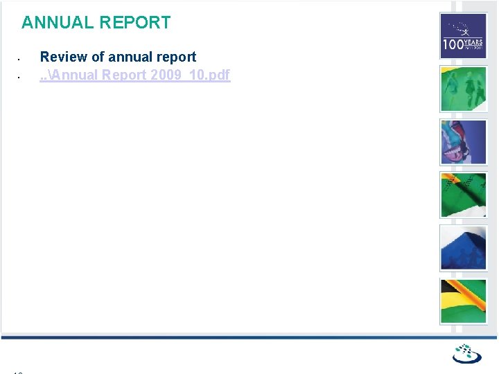 ANNUAL REPORT • • Review of annual report. . Annual Report 2009_10. pdf 