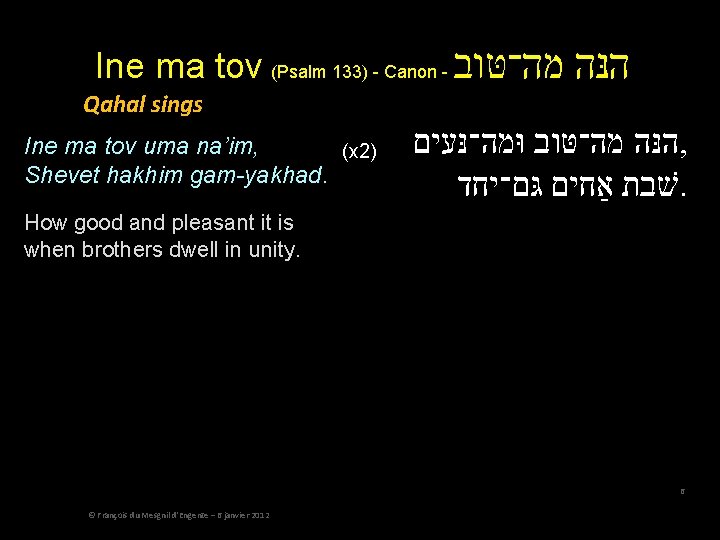 Ine ma tov (Psalm 133) - Canon - מה־טּוב הנּה Qahal sings Ine ma