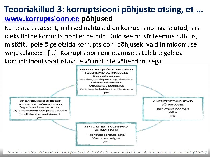 Teooriakillud 3: korruptsiooni põhjuste otsing, et … www. korruptsioon. ee põhjused Kui teataks täpselt,