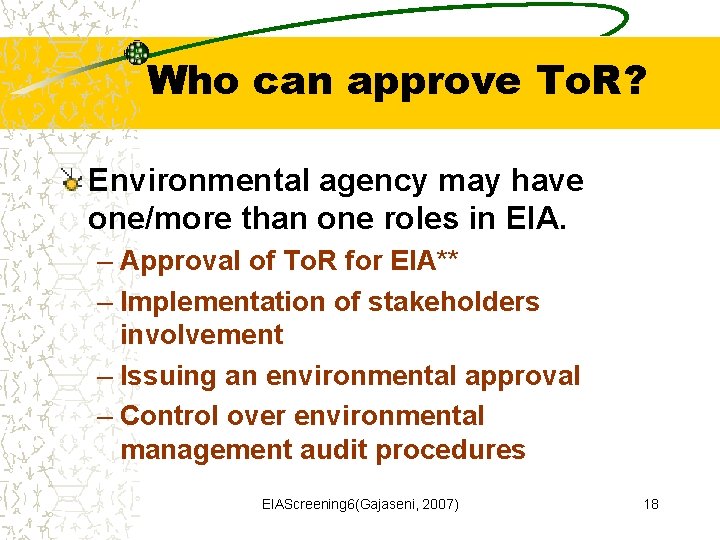 Who can approve To. R? Environmental agency may have one/more than one roles in