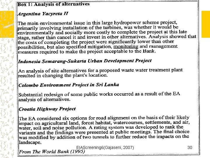 EIAScreening 6(Gajaseni, 2007) 30 