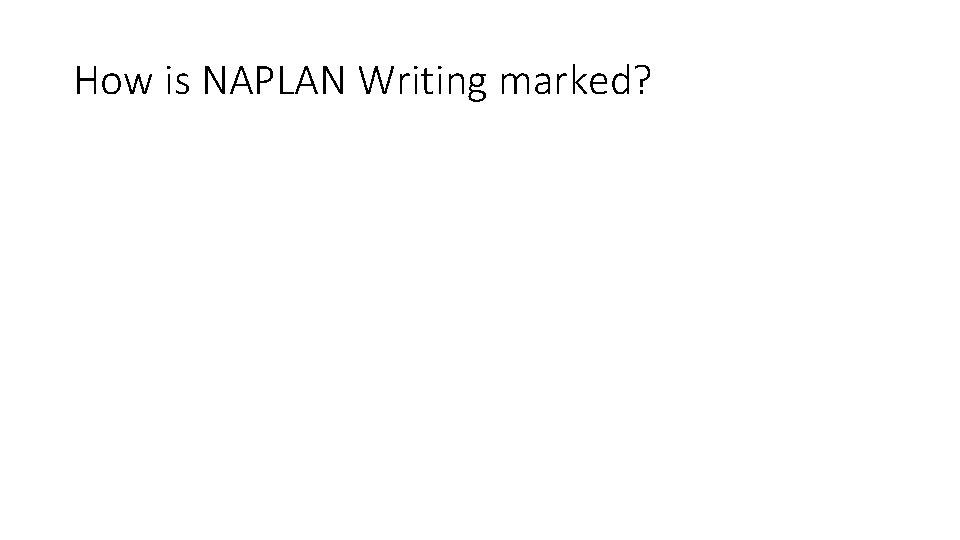 How is NAPLAN Writing marked? 