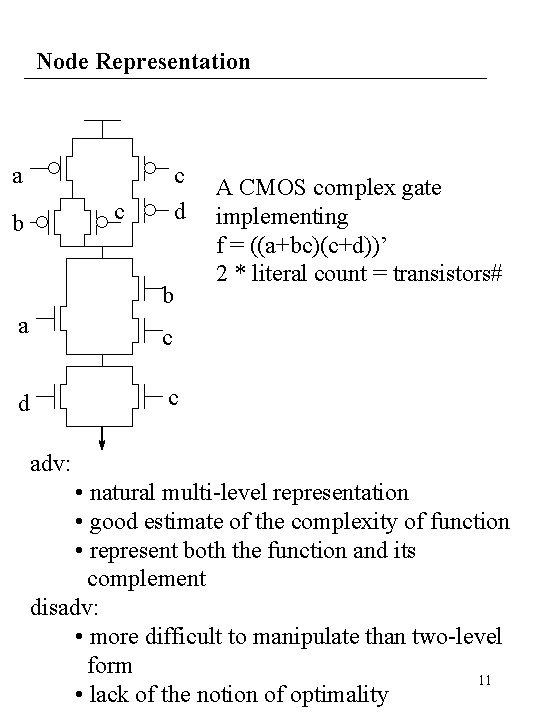 Node Representation a c d c b b a c d c A CMOS