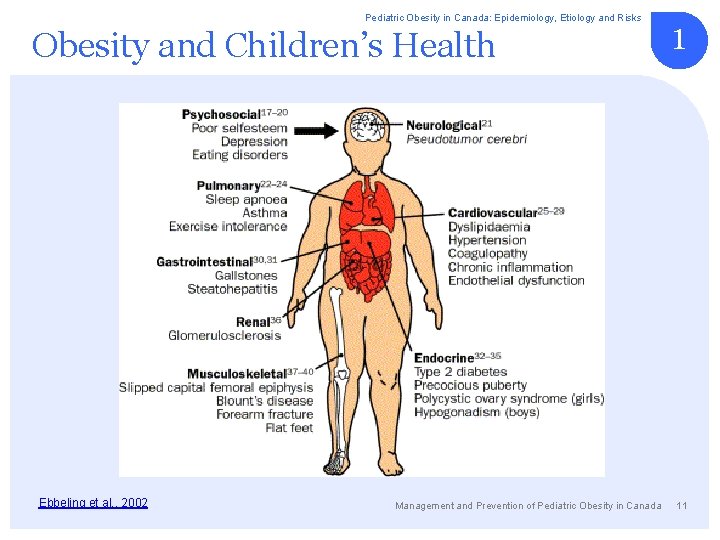 Pediatric Obesity in Canada: Epidemiology, Etiology and Risks Obesity and Children’s Health Ebbeling et