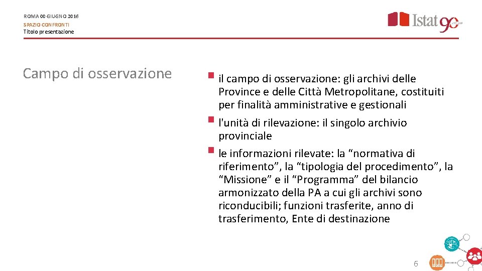 ROMA 00 GIUGNO 2016 SPAZIO CONFRONTI Titolo presentazione Campo di osservazione § il campo