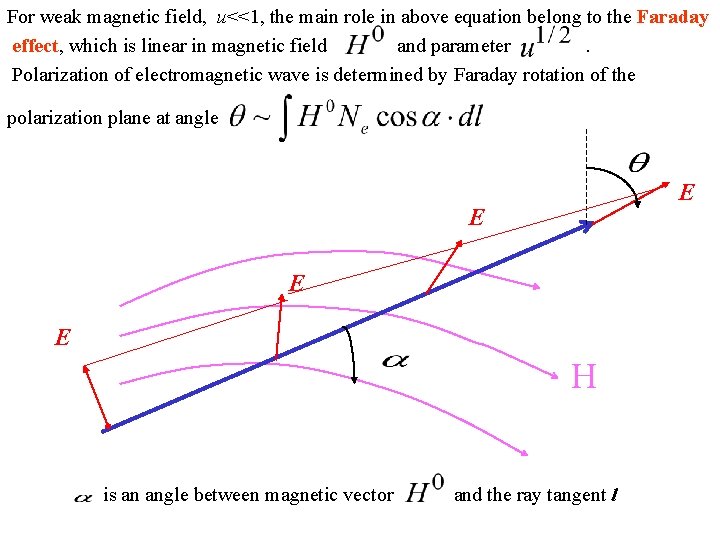 For weak magnetic field, u<<1, the main role in above equation belong to the