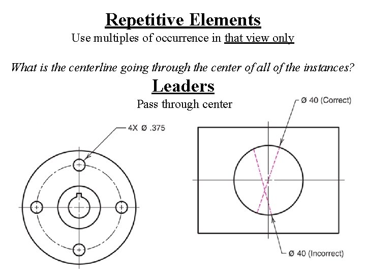 Repetitive Elements Use multiples of occurrence in that view only What is the centerline