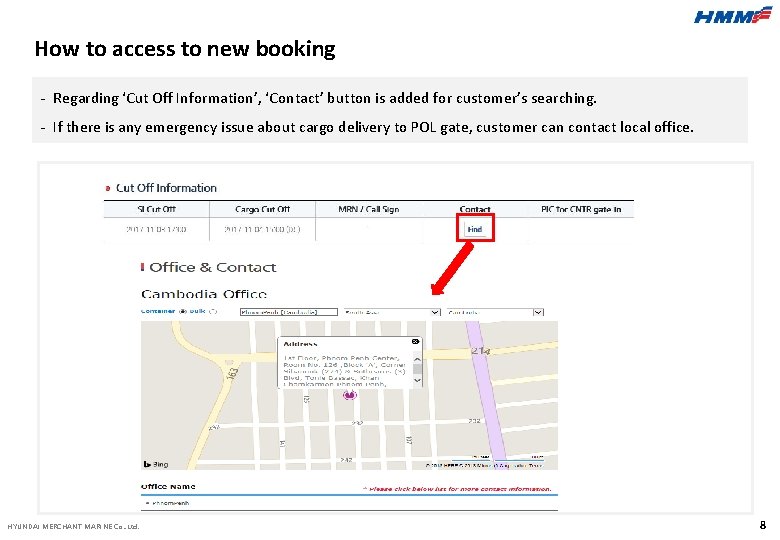 How to access to new booking - Regarding ‘Cut Off Information’, ‘Contact’ button is