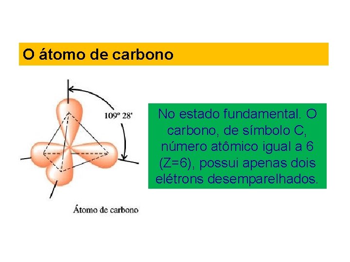 O átomo de carbono No estado fundamental. O carbono, de símbolo C, número atômico