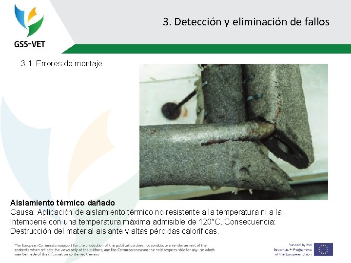 3. Detección y eliminación de fallos 3. 1. Errores de montaje Aislamiento térmico dañado