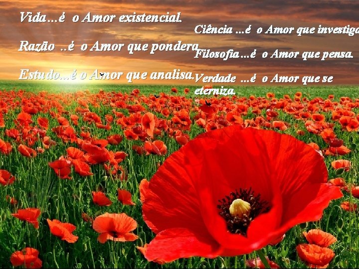 Vida. . . é o Amor existencial. Ciência. . . é o Amor que