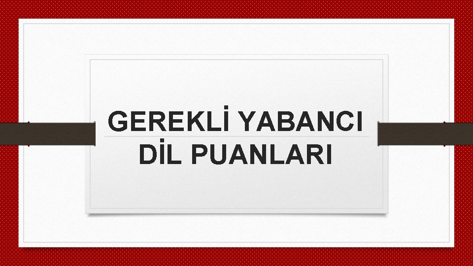 GEREKLİ YABANCI DİL PUANLARI 