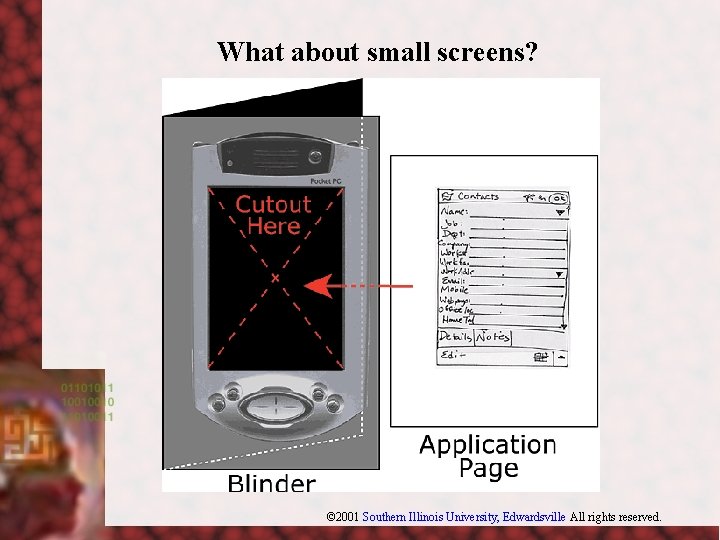 What about small screens? © 2001 Southern Illinois University, Edwardsville All rights reserved. 
