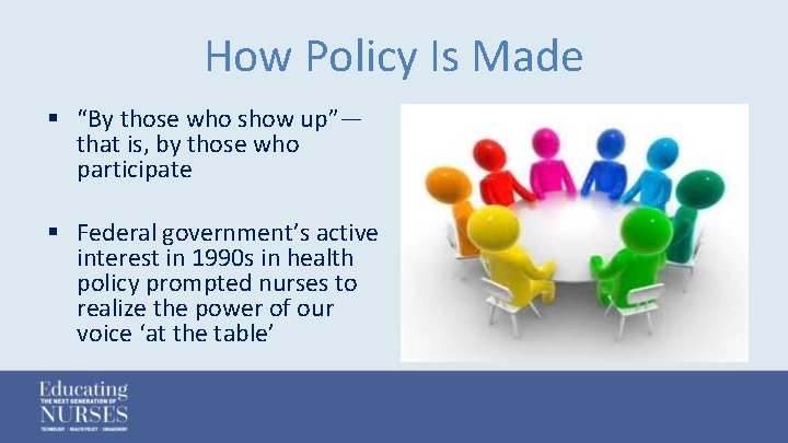 How Policy Is Made § “By those who show up”— that is, by those