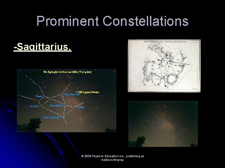 Prominent Constellations -Sagittarius. © 2004 Pearson Education Inc. , publishing as Addison-Wesley 