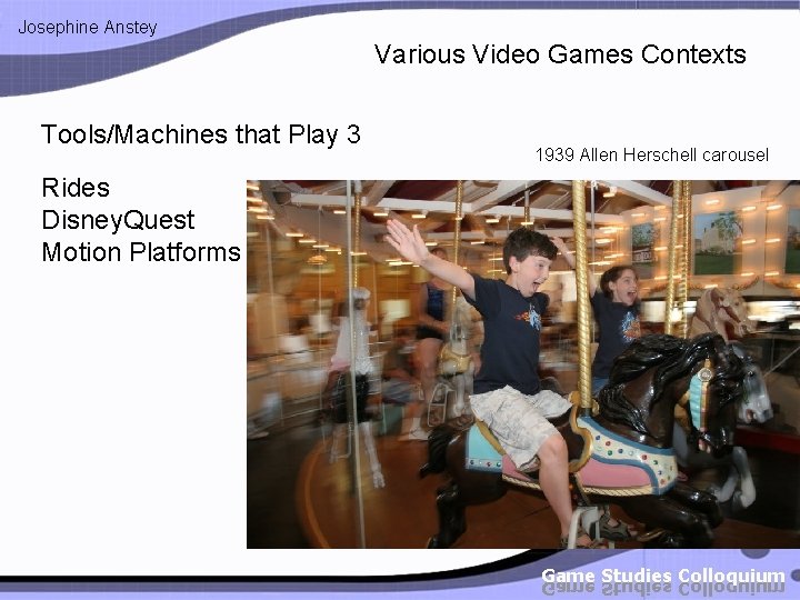 Josephine Anstey Various Video Games Contexts Tools/Machines that Play 3 Rides Disney. Quest Motion