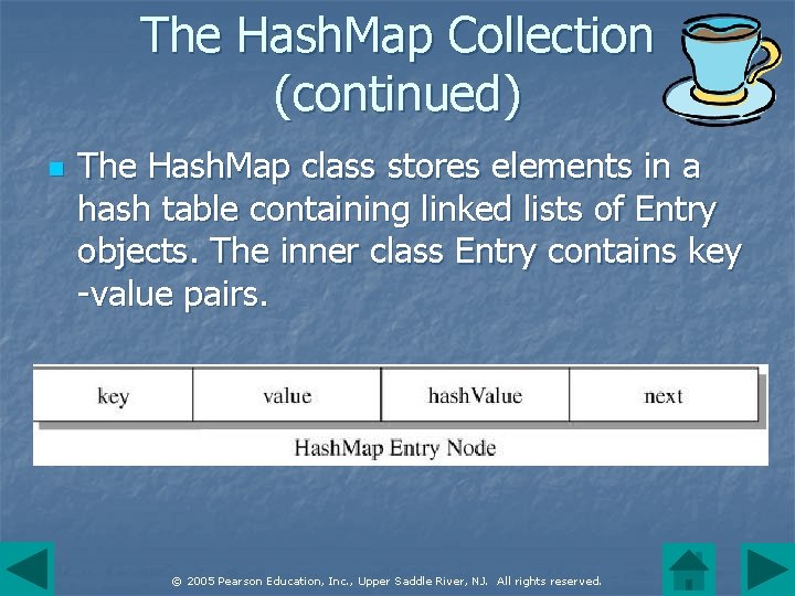 The Hash. Map Collection (continued) n The Hash. Map class stores elements in a