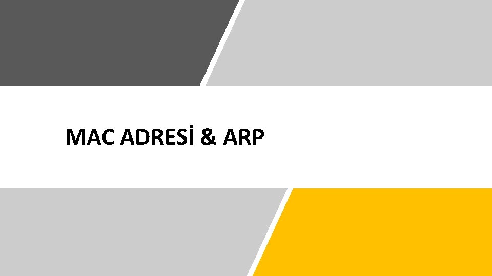 MAC ADRESİ & ARP 