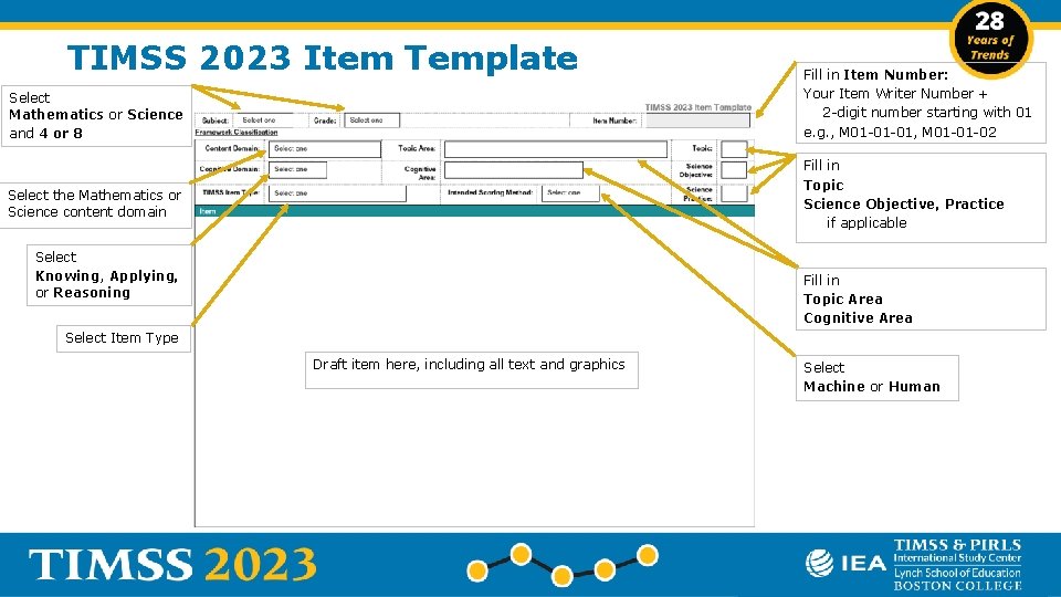 TIMSS 2023 Item Template Select Mathematics or Science and 4 or 8 Fill in