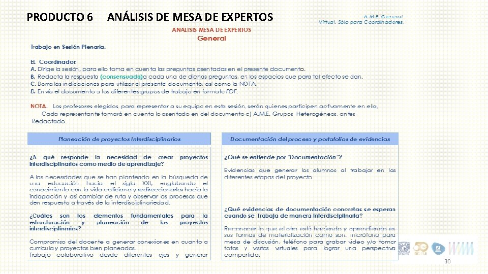 PRODUCTO 6 ANÁLISIS DE MESA DE EXPERTOS 30 