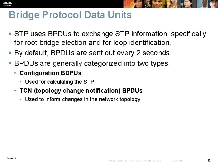 Bridge Protocol Data Units § STP uses BPDUs to exchange STP information, specifically for