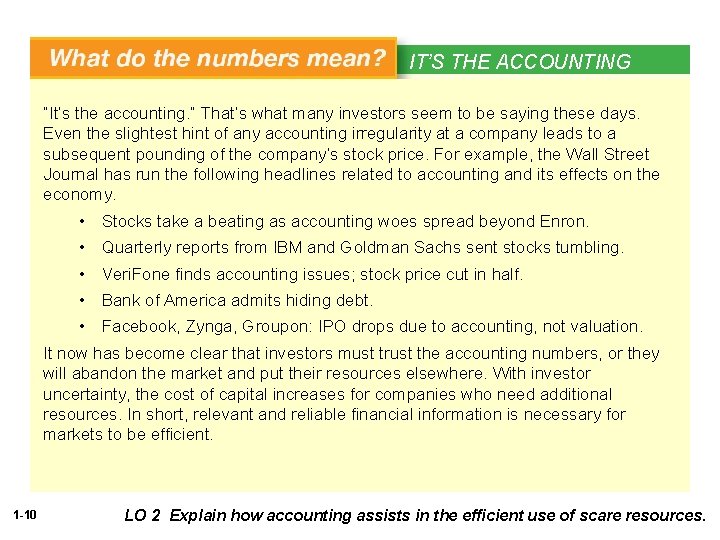 IT’S THE ACCOUNTING “It’s the accounting. ” That’s what many investors seem to be