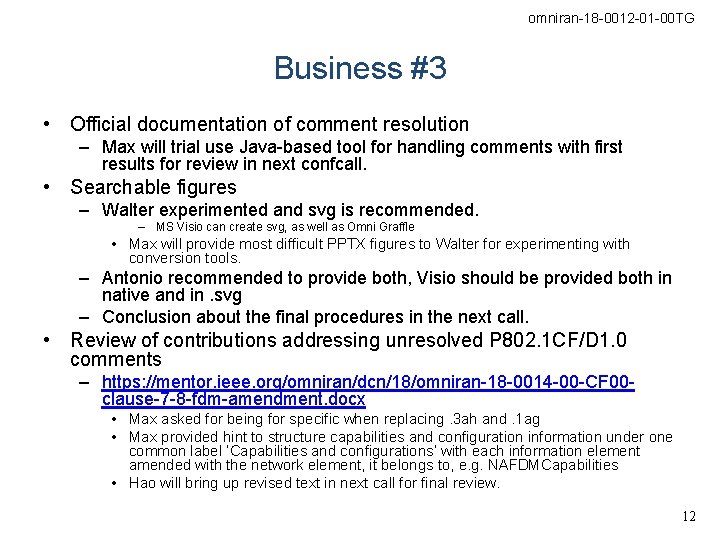 omniran-18 -0012 -01 -00 TG Business #3 • Official documentation of comment resolution –