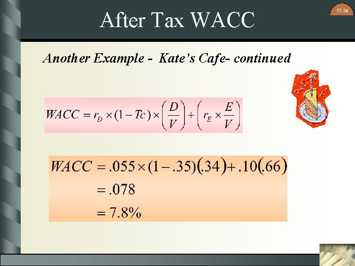 After Tax WACC Another Example - Kate’s Cafe- continued 17 -34 