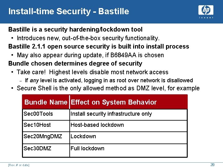 Install-time Security - Bastille is a security hardening/lockdown tool • Introduces new, out-of-the-box security