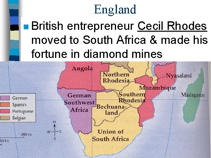 England n British entrepreneur Cecil Rhodes moved to South Africa & made his fortune