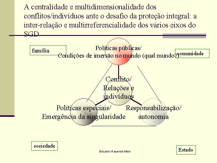 A centralidade e multidimensionalidade dos conflitos/indivíduos ante o desafio da proteção integral: a inter-relação