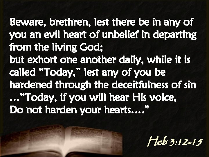 Beware, brethren, lest there be in any of you an evil heart of unbelief