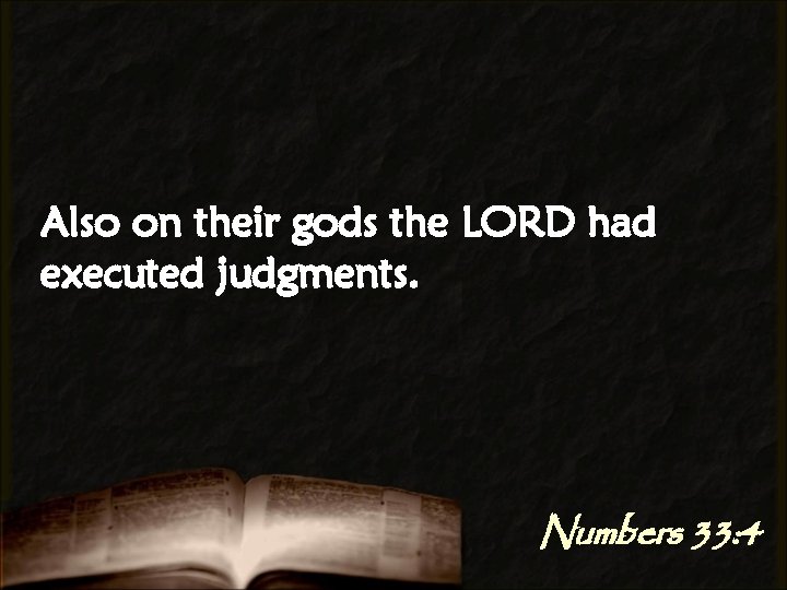 Also on their gods the LORD had executed judgments. Numbers 33: 4 