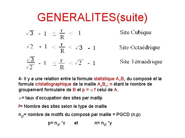 GENERALITES(suite) 4 - Il y a une relation entre la formule statistique Ax. By