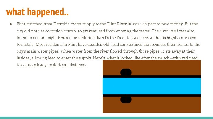 what happened. . ● Flint switched from Detroit’s water supply to the Flint River