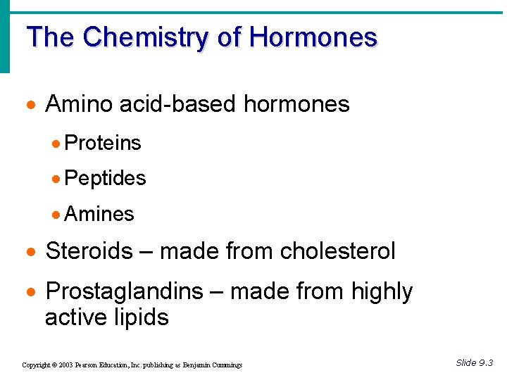 The Chemistry of Hormones · Amino acid-based hormones · Proteins · Peptides · Amines The Chemistry of Hormones · Amino acid-based hormones · Proteins · Peptides · Amines