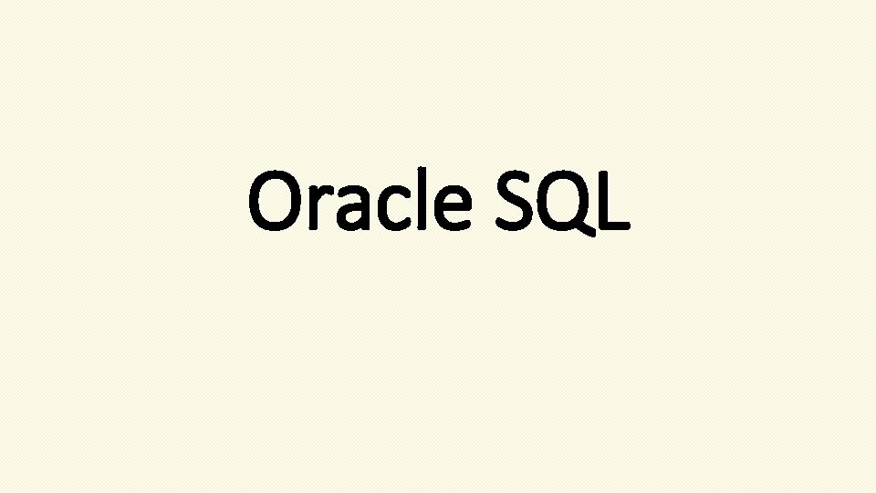 Oracle SQL 