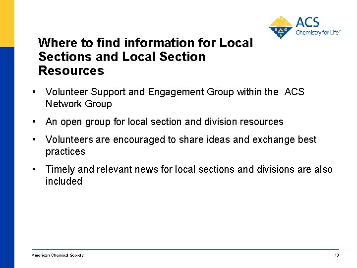 Where to find information for Local Sections and Local Section Resources • Volunteer Support
