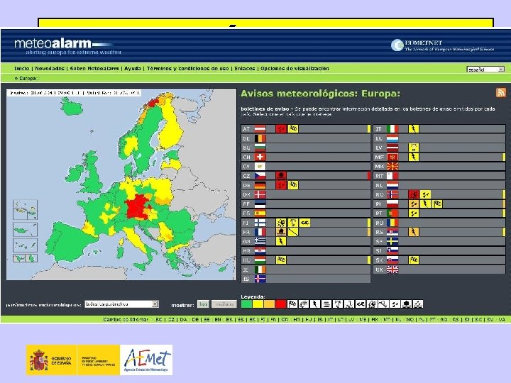 FENÓMENOS ADVERSOS • METEOALERTA: RED EUROPEA (meteoalarm) 