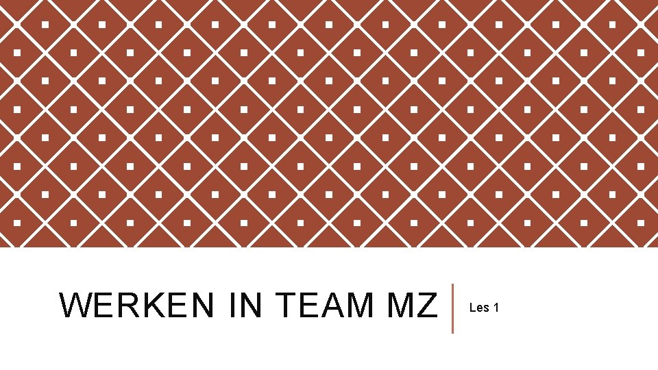 WERKEN IN TEAM MZ Les 1 