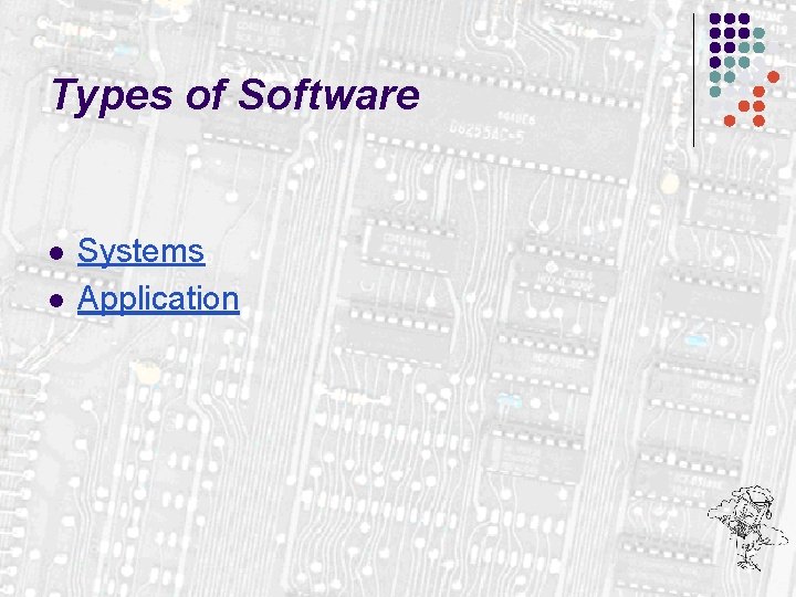 Types of Software l l Systems Application 