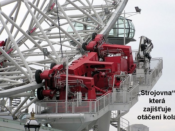 „Strojovna“ která zajišťuje otáčení kola 