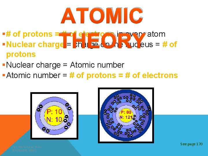 ATOMIC THEORY §# of protons = # of electrons in every atom §Nuclear charge