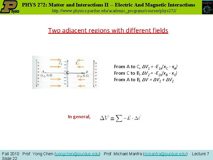 PHYS 272: Matter and Interactions II -- Electric And Magnetic Interactions http: //www. physics.