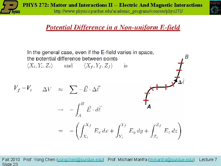 PHYS 272: Matter and Interactions II -- Electric And Magnetic Interactions http: //www. physics.