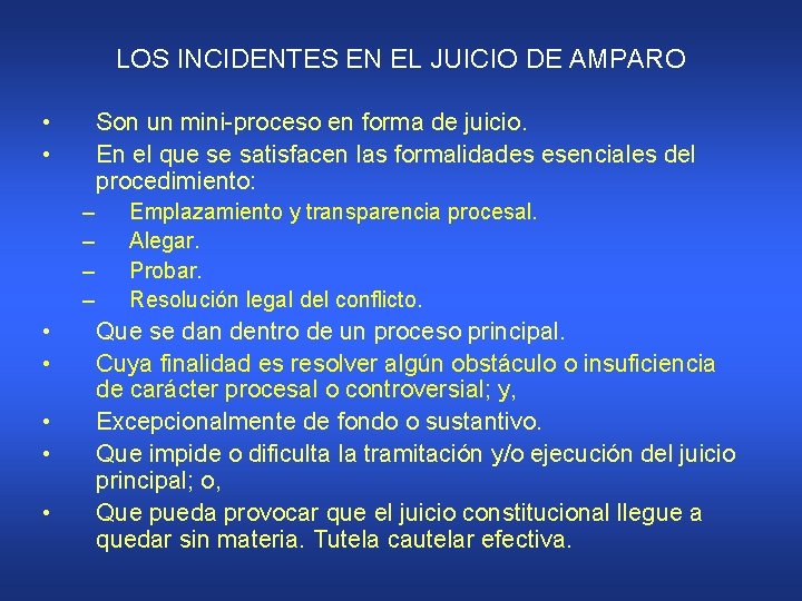 Incidentes en el Juicio de Amparo Aspectos generales