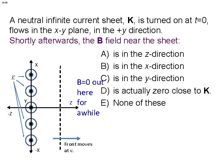 10. 18 A neutral infinite current sheet, K, is turned on at t=0, flows