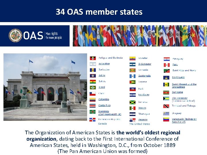 34 OAS member states Canada The United States The Organization of American States is