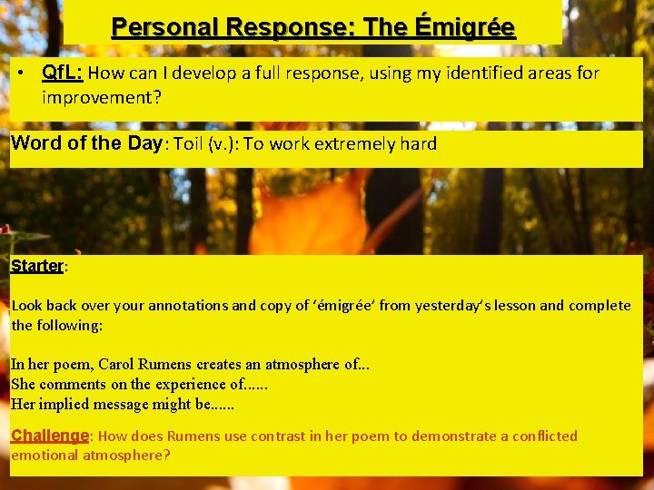 Personal Response Task Personal Response The migre Qf L How can
